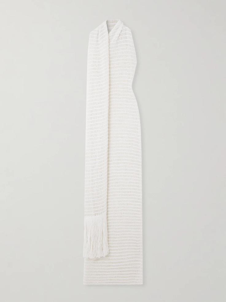 알라이아 원피스 ALAÏA Fringed draped open-knit maxi dress 1647597336321683