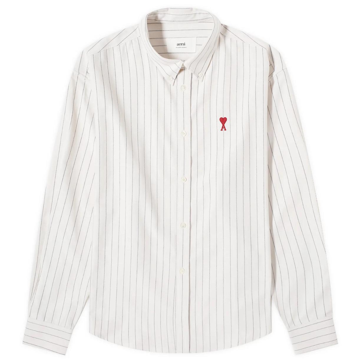 아미 셔츠 AMI Paris Boxy Fit Heart Stripe Shirt USH130-CO0067-194
