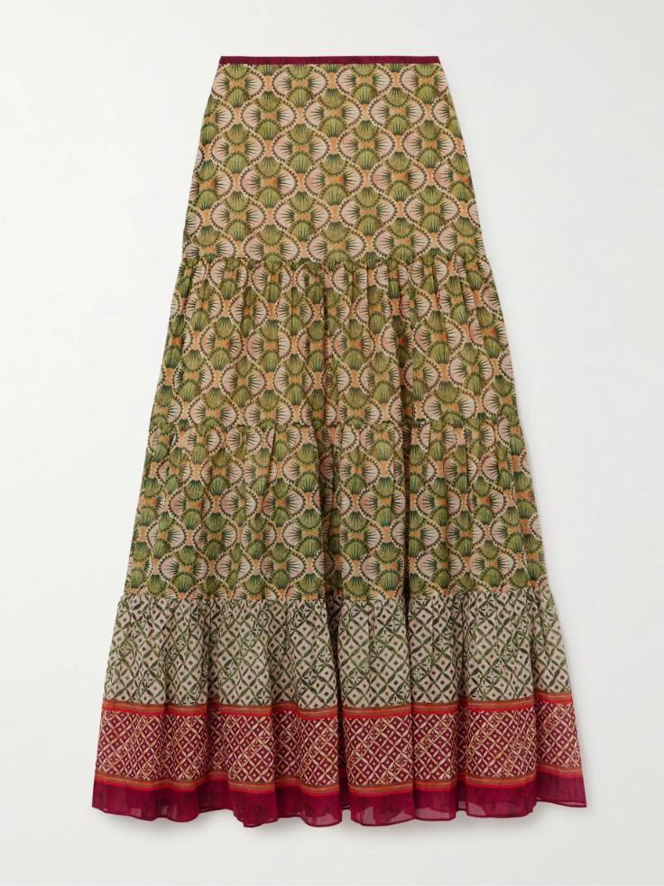살로니 스커트 SALONI Isabel printed cotton maxi skirt 1647597333738042