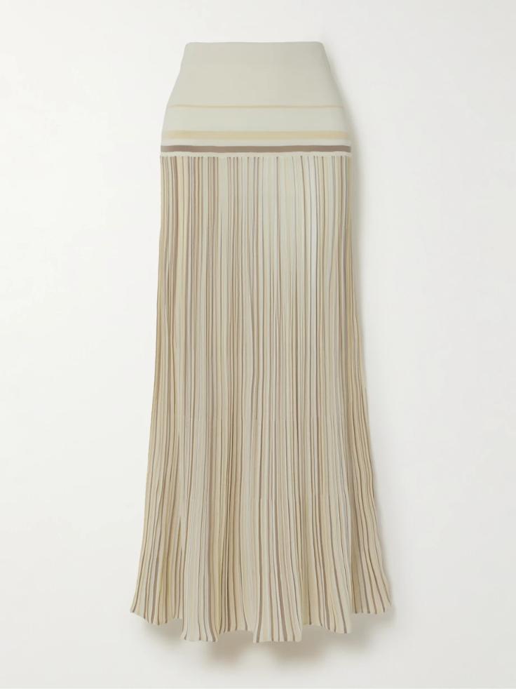 페이스풀더브랜드 스커트 FAITHFULL THE BRAND Citara striped ribbed cotton-blend maxi skirt 1647597341250447