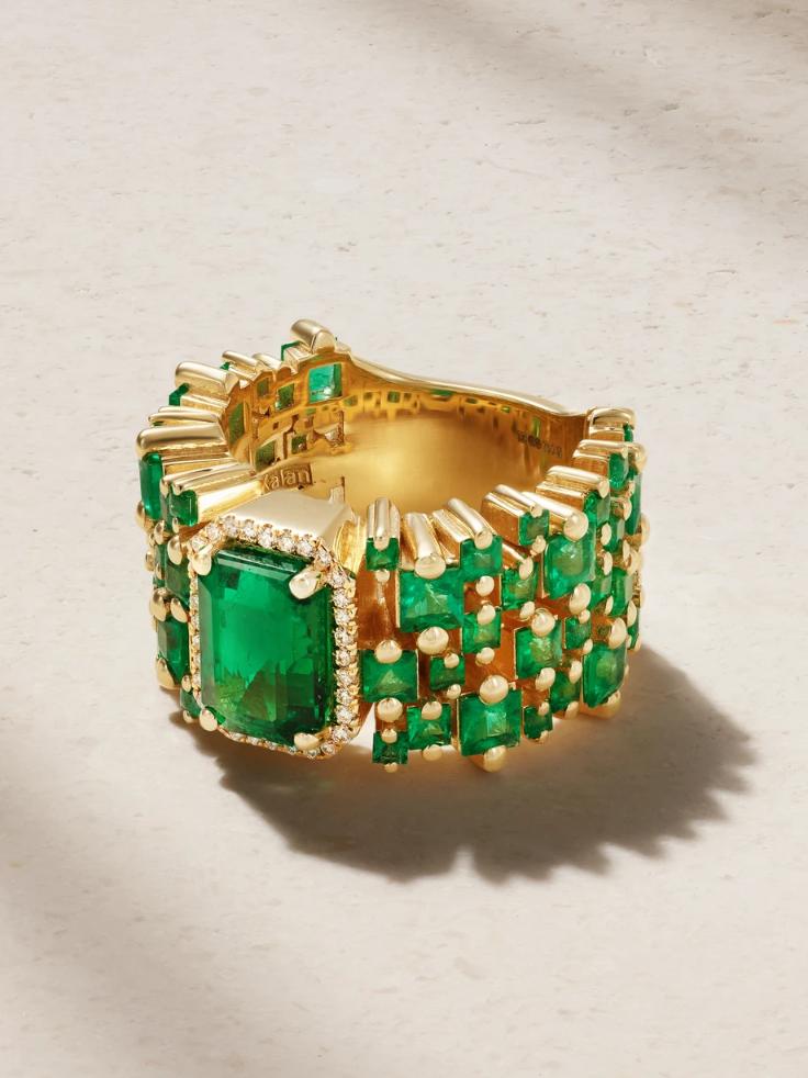 수잔케일런 반지 SUZANNE KALAN 18-karat gold, emerald and diamond ring 1647597335521842