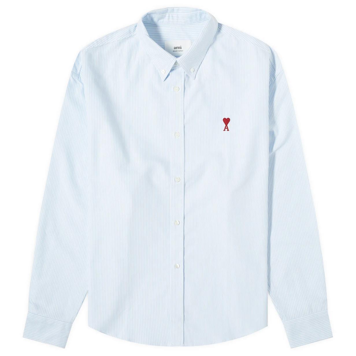 아미 셔츠 AMI Paris Heart Striped Button Down Oxford Shirt USH130-CO0021-475