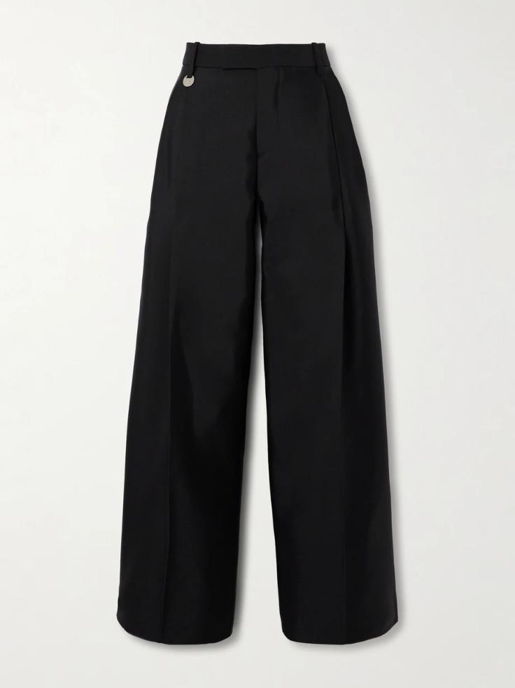 버버리 팬츠 BURBERRY Pleated wool and silk-blend twill wide-leg pants 1647597333207784