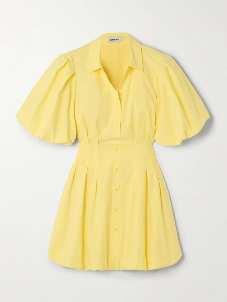 SIMKHAI Cleo pintucked cotton-blend poplin mini dress 1647597339342454