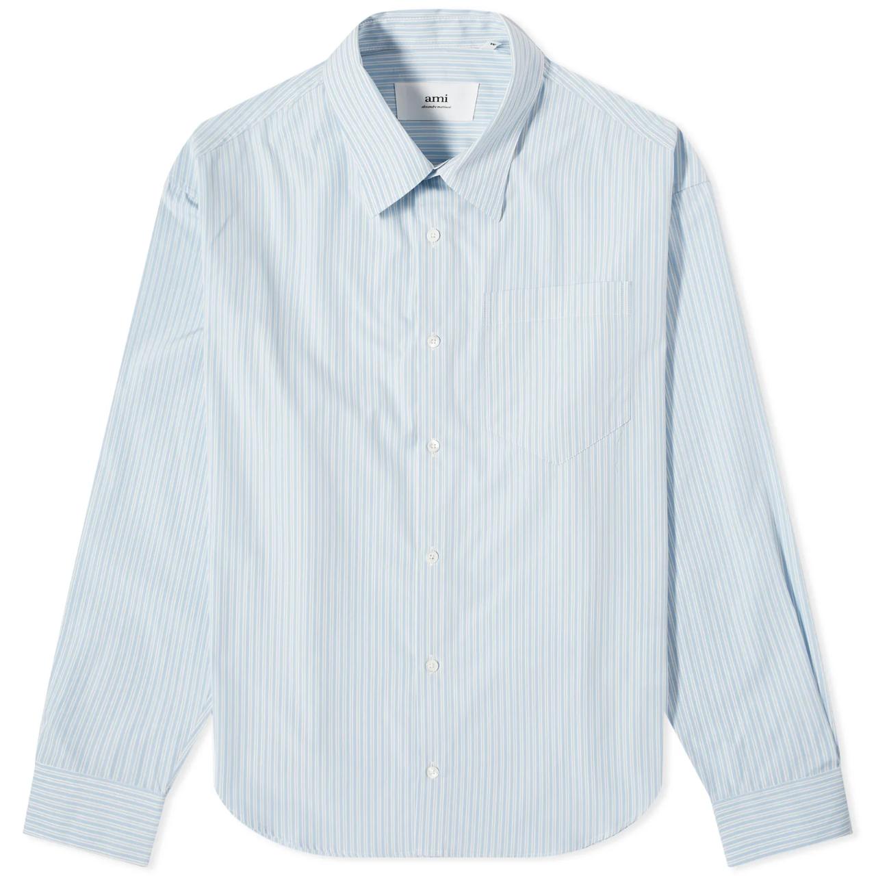 아미 셔츠 AMI Paris Stripe Boxy Shirt USH116-CO0066-4841